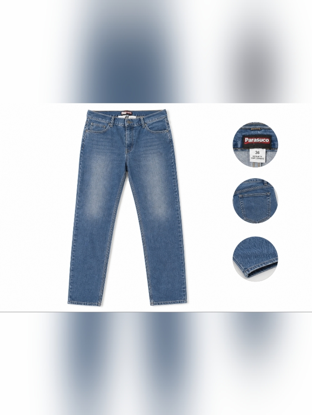 Men's Parasuco Blue Denim Jeans -  Classic Straight Fit